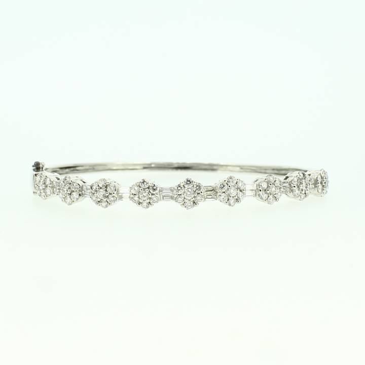 Pre-Owned 18ct White Gold Diamond Cluster Bangle 1.60ct