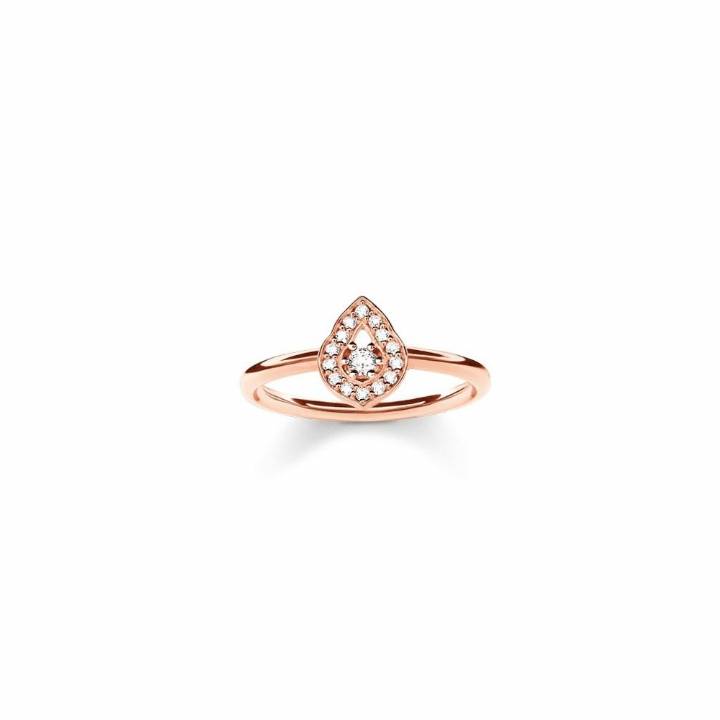 Thomas Sabo Rose Gold Plated CZ Pear Ring, Size 55, Was £70.00