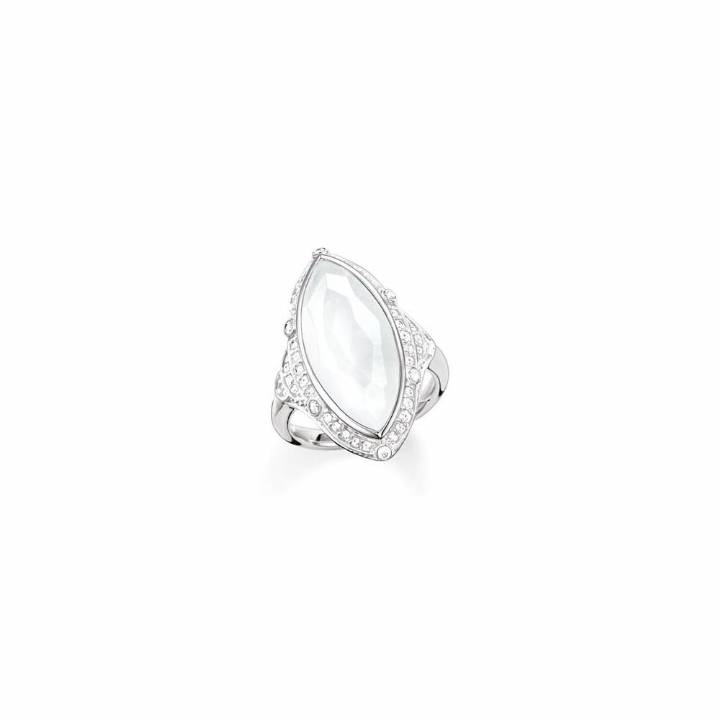 Thomas Sabo Silver Marquise Milky Quartz Ring, Size 54, Was £179 2304211