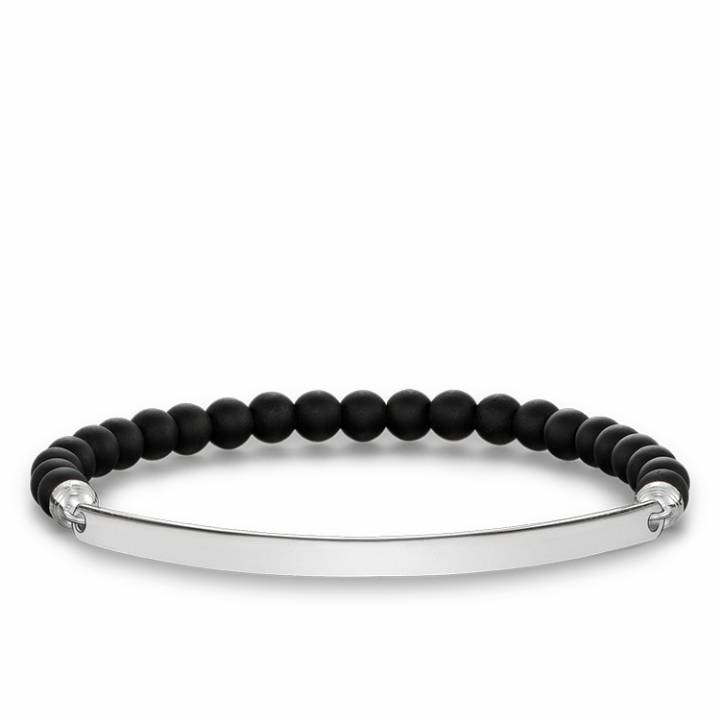 Thomas Sabo Silver &  Matt Obsidian ID Bracelet, Was £89.00