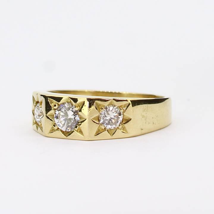 Pre-Owned 18ct Gents Yellow Gold Diamond 3 Stone Ring 0.78ct 1602051