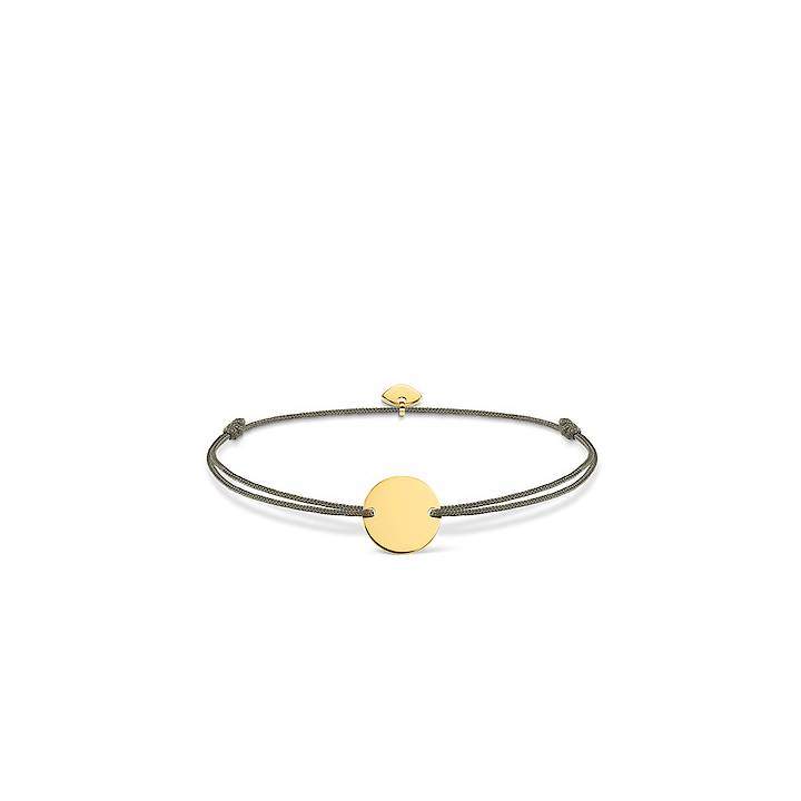 Thomas Sabo Gold Plated Disc Grey Cord Bracelet, Was £49.00 2316019