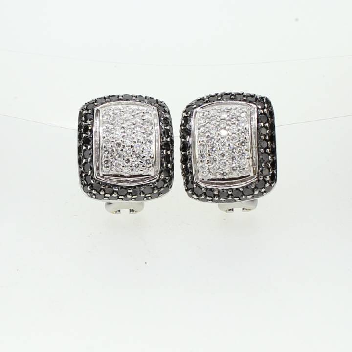 Pre-Owned 18ct Black & White Diamond Earrings Total 2.26ct