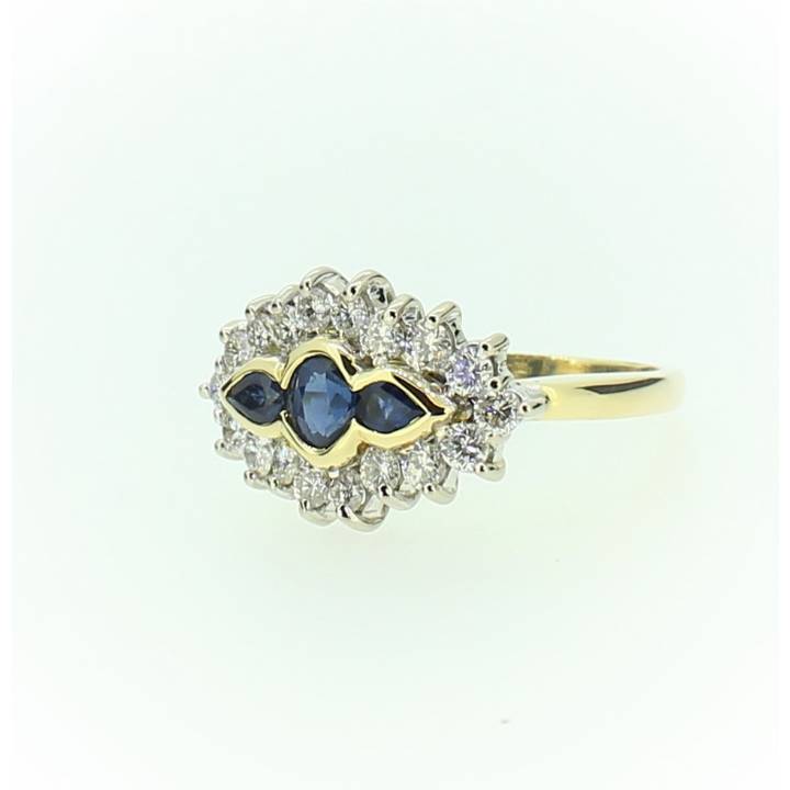 Pre-Owned 18ct Yellow Gold Diamond & Sapphire Ring Total 0.90ct
