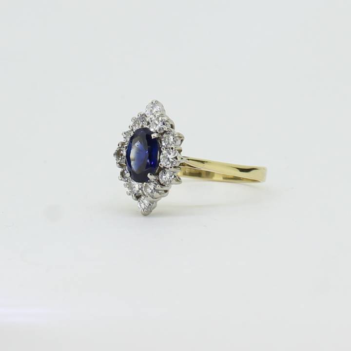 Pre-Owned 18ct Yellow Gold Diamond & Sapphire Ring Total 0.55ct 1609083