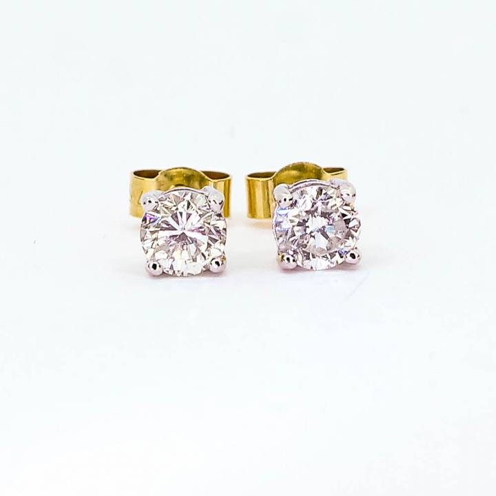 18ct White & Yellow Gold Diamond Stud Earrings Total 0.48ct 7113285