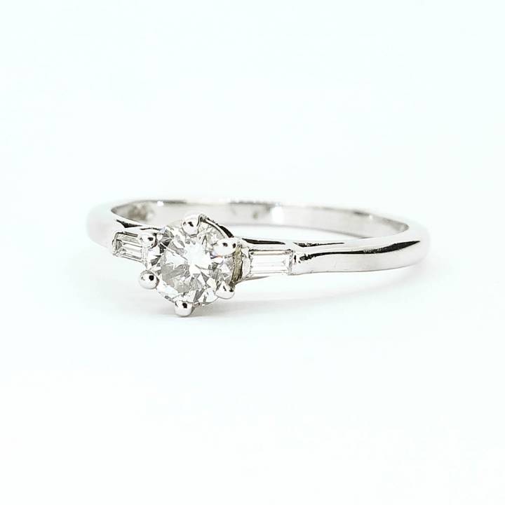 Pre-Owned 14ct White Gold Diamond Solitaire Ring Total 0.62ct