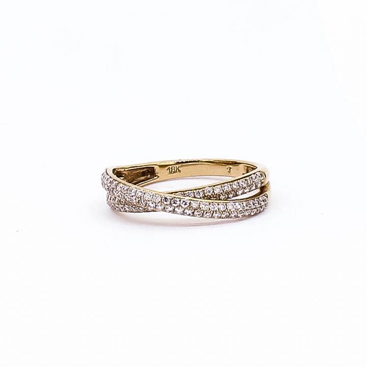 18ct Rose Gold Diamond Cross Over Band Ring