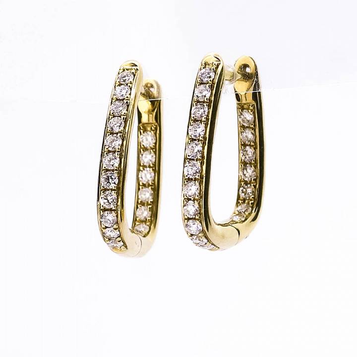 18ct Yellow Gold Diamond Hoop Earrings Total 0.50ct