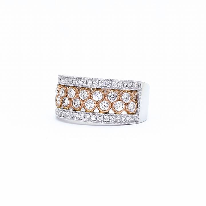 18ct White & Rose Gold 1.00ct Diamond Fancy Wide Band Ring 0526225