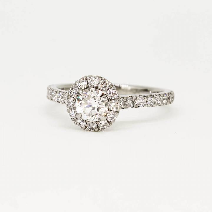 Pre-Owned Platinum Diamond Solitaire & Halo Ring1.10 Carat Total