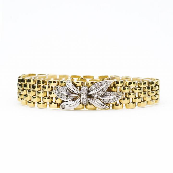 Pre-Owned 18ct Gold Diamond Bow Bracelet Total 0.45ct 1607648