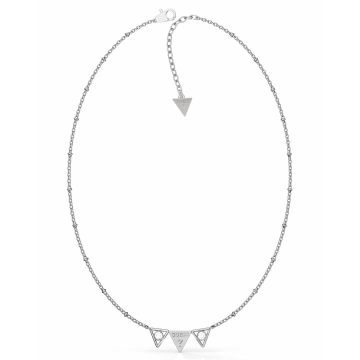 Guess Rhodium Plated Three Triangles Necklace, Was £39.00