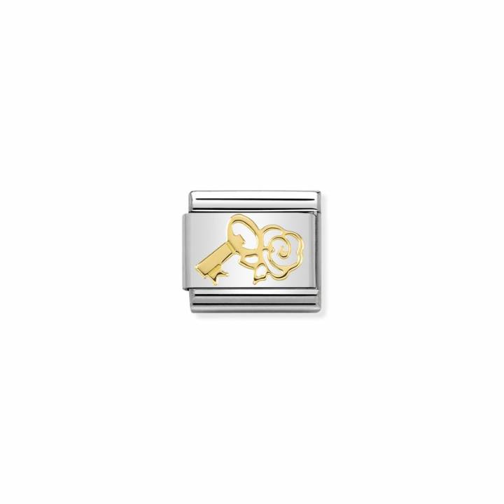 Nomination Steel & 18ct Gold Key With Rose Charm