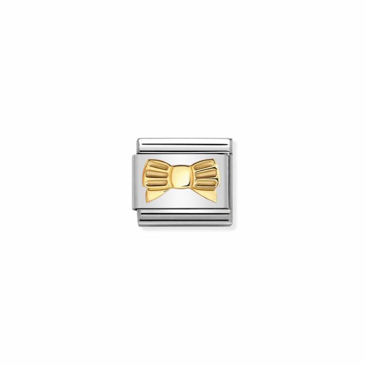 Nomination Steel & 18ct Gold Bow With Stripes Charm 2401437
