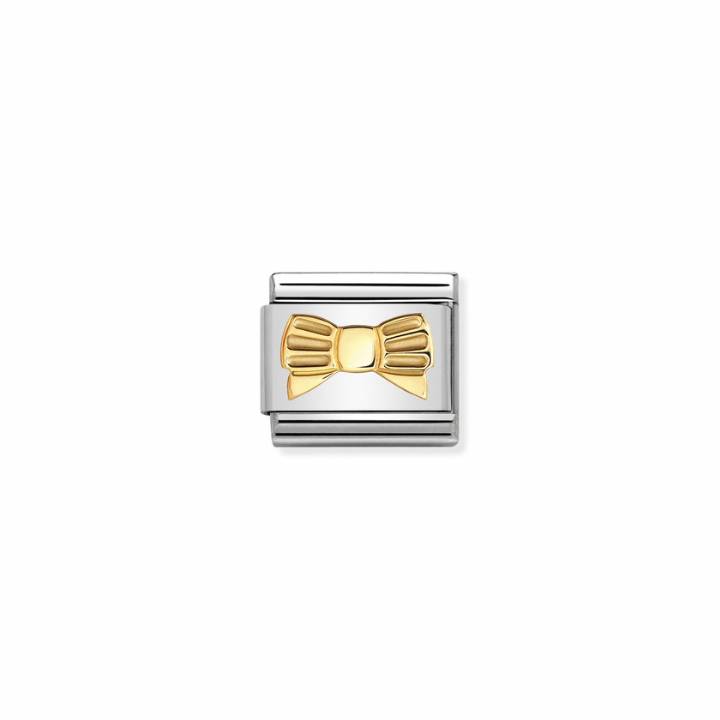 Nomination Steel & 18ct Gold Bow With Stripes Charm