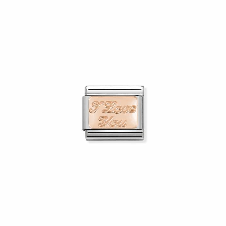 Nomination Steel & 9ct Rose Gold 'I Love You' Charm 2401580