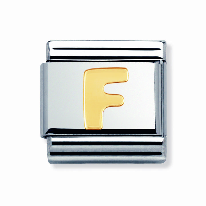 Nomination Steel & 18ct Gold Initial 'F' Charm