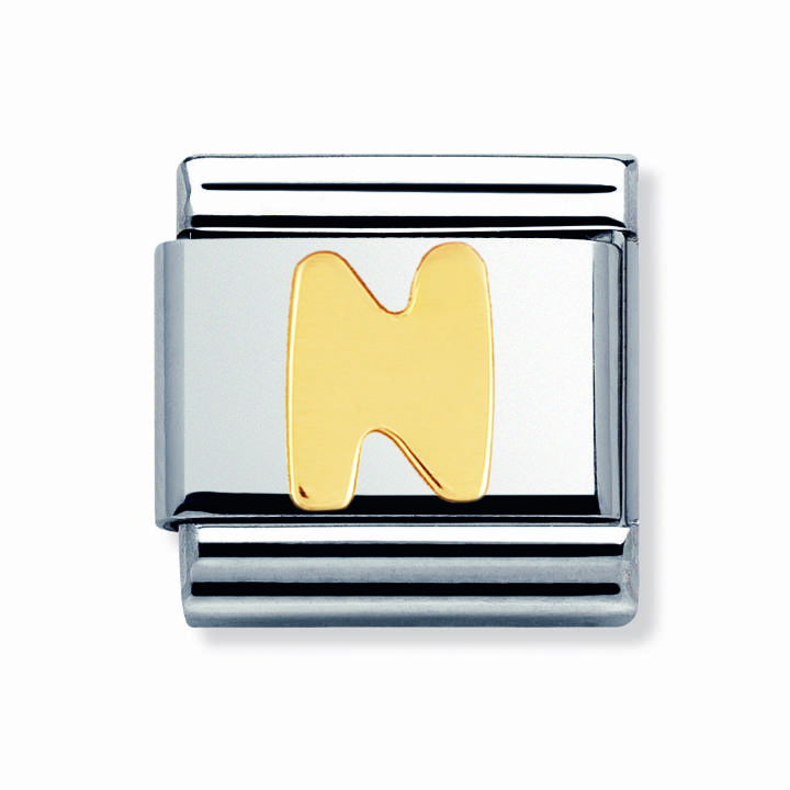 Nomination Steel & 18ct Gold Initial 'N' Charm