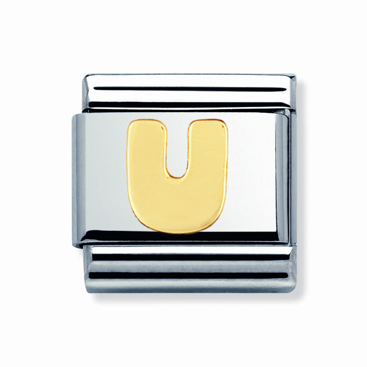 Nomination Steel & 18ct Gold Initial 'U' Charm 2401021