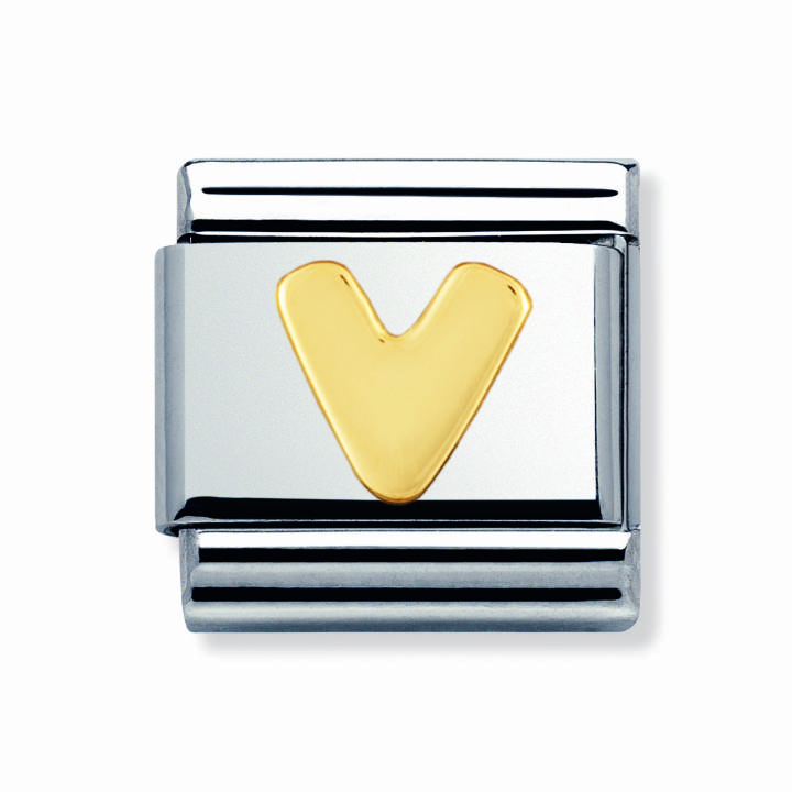 Nomination Steel & 18ct Gold Initial 'V' Charm