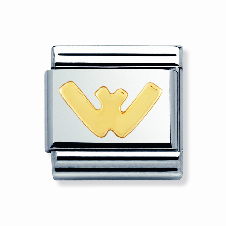 Nomination Steel & 18ct Gold Initial 'W' Charm