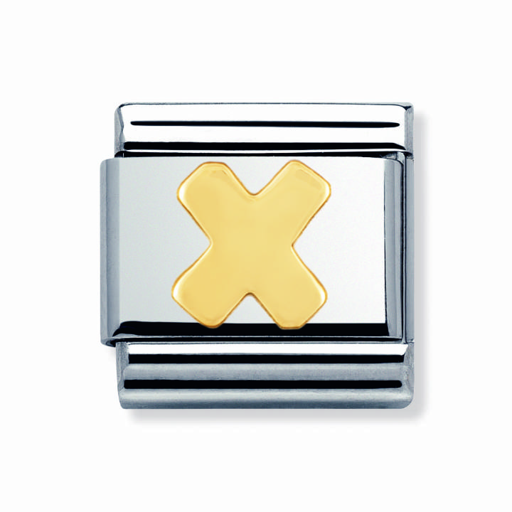 Nomination Steel & 18ct Gold Initial 'X' Charm 2401024
