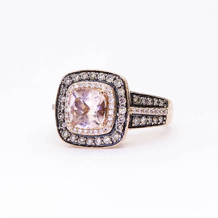 Pre-Owned 14ct Rose Gold Diamond & Morganite Ring Total 0.70ct