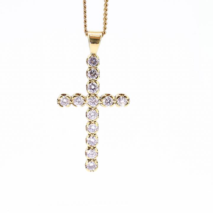 Pre-Owned 18ct Yellow Gold Diamond Cross Pendant, Total 1.04ct