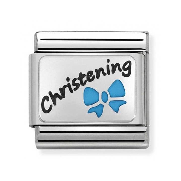 Nomination Steel & Silver Blue Enamel Christening Bow Charm 2401737