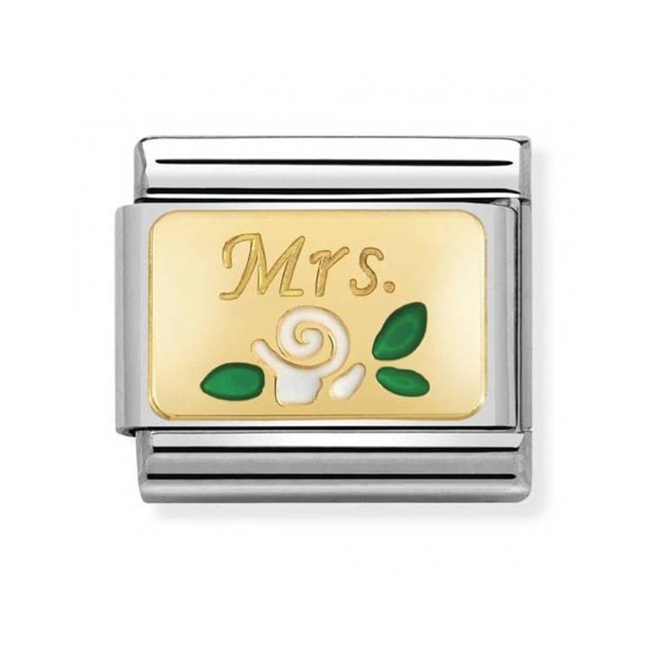 Nomination Steel & 18ct Gold Enamel 'Mrs' Charm 2401654