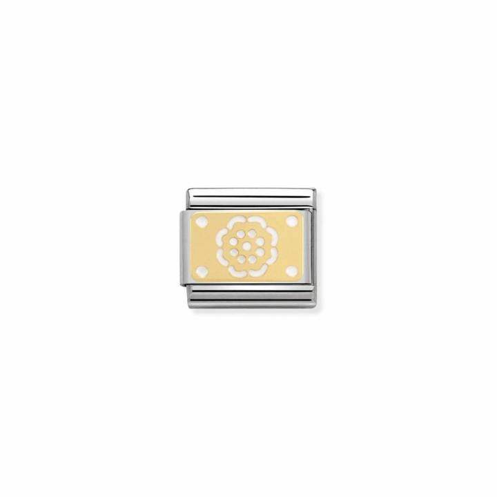 Nomination Steel & 18ct Gold White Enamel Flower Charm 2401948
