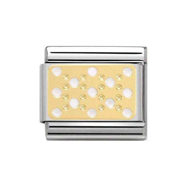 Nomination Steel & 18ct Gold White Enamel Dots Plot Charm 2401950