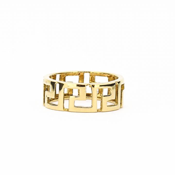 Pre-Owned 18ct Yellow Gold Greek Key Style Band Ring