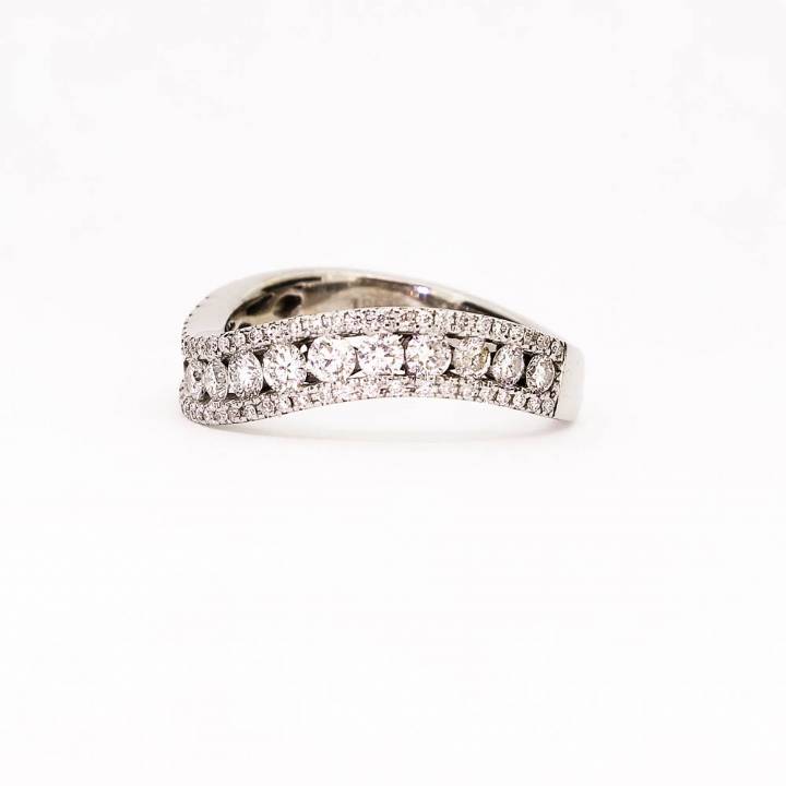 Pre-Owned 18ct White Gold Diamond Wave Band Ring 0.60ct