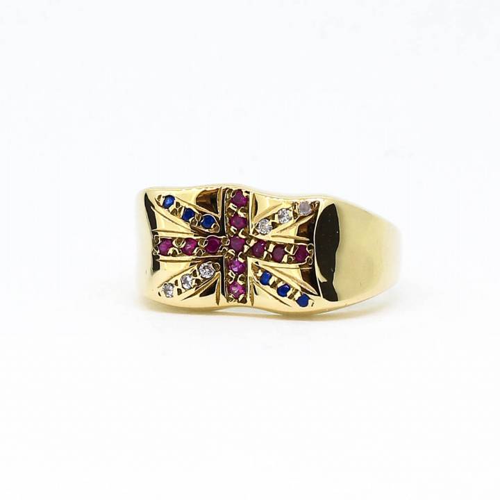 Pre-Owned 9ct Yellow Gold Union Jack Ring 1508867