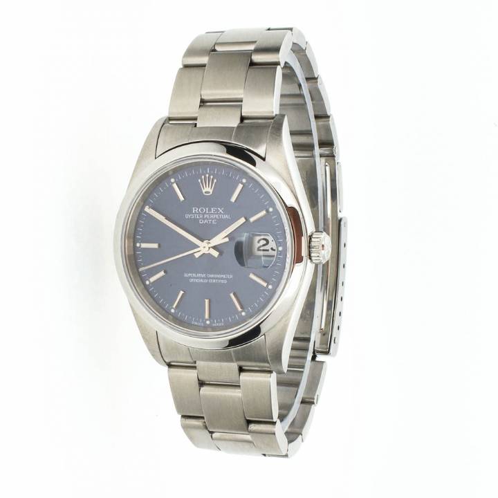 Pre-Owned 34mm Rolex Date Watch, Steel, Blue Dial 15200 1701519
