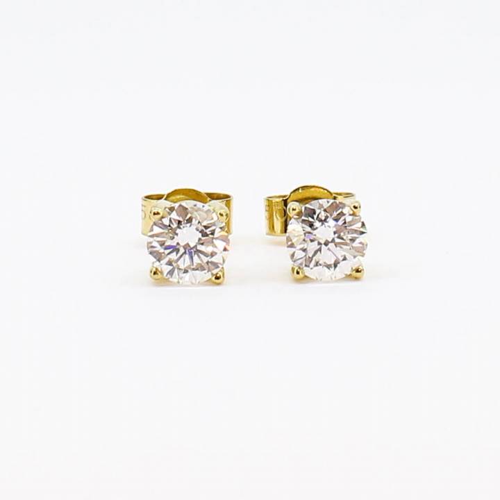 Pre-Owned 18ct Gold Diamond Solitaire Earrings Total 0.99ct