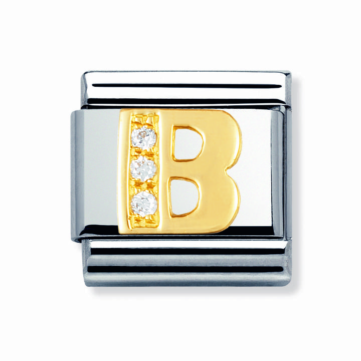 Nomination Steel & 18ct Gold CZ  Initial 'B' Charm 2401131