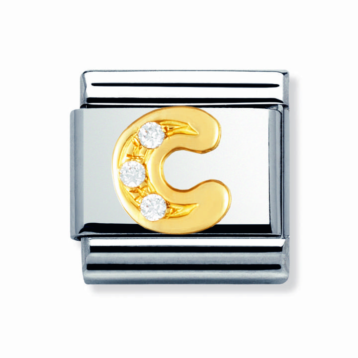Nomination Steel & 18ct Gold CZ Initial 'C' Charm
