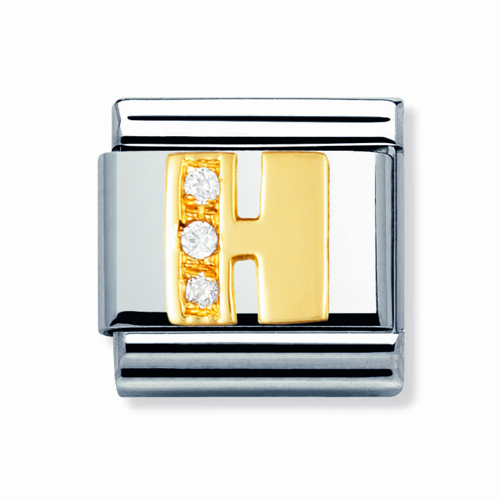 Nomination Steel & 18ct Gold CZ Initial 'H' Charm 2401137