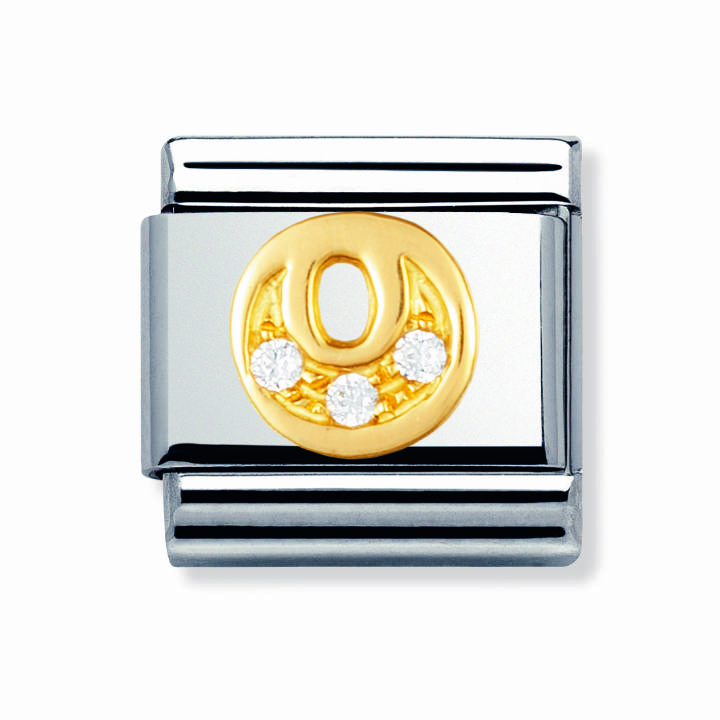 Nomination Steel & 18ct Gold CZ Initial 'O' Charm 2401144