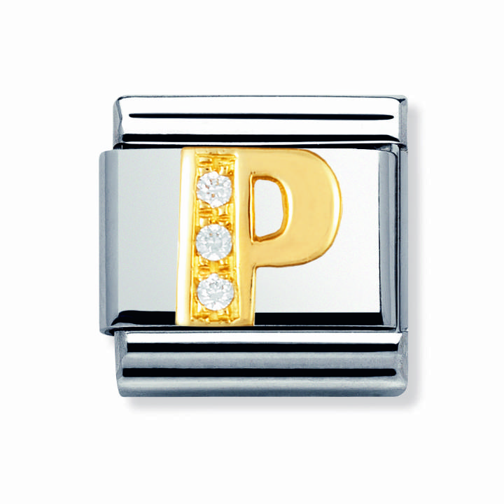 Nomination Steel & 18ct Gold CZ Initial 'P' Charm 2401145