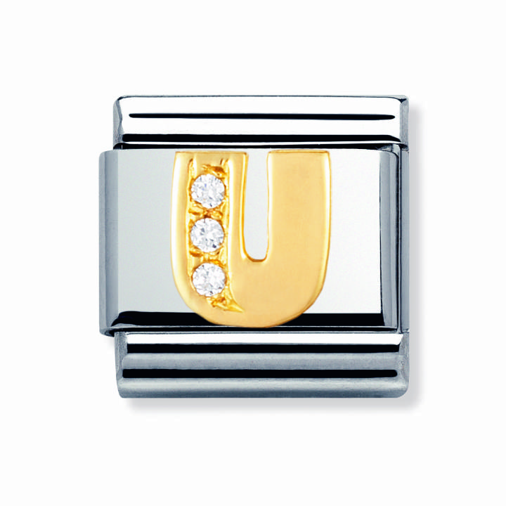 Nomination Steel & 18ct Gold CZ Initial 'U' Charm 2401150