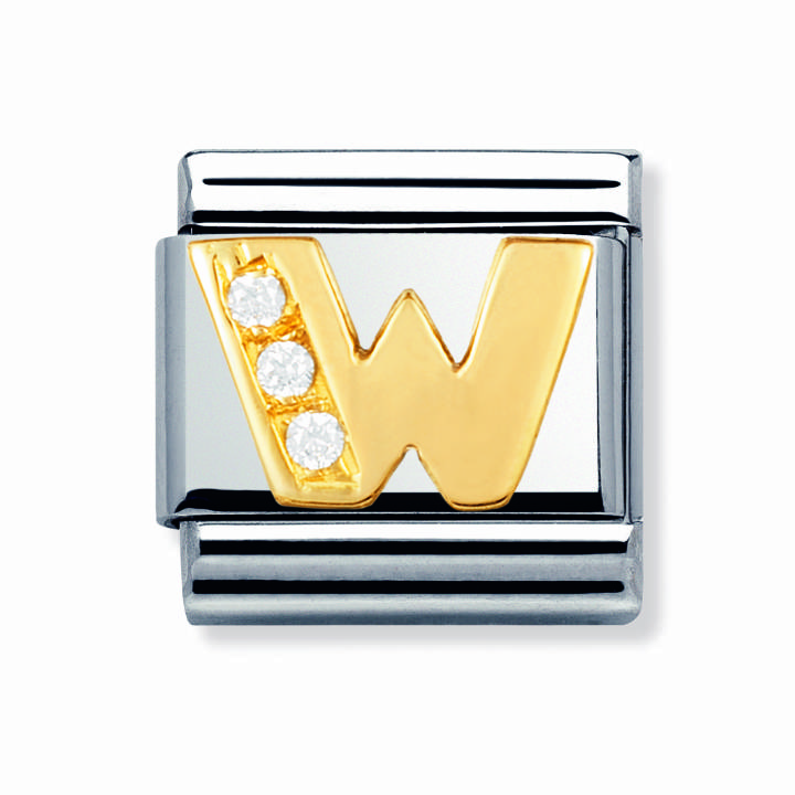 Nomination Steel & 18ct Gold CZ Initial 'W' Charm 2401152