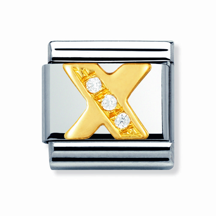 Nomination Steel & 18ct Gold CZ Initial 'X' Charm 2401153