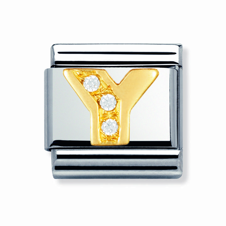 Nomination Steel & 18ct Gold CZ Initial 'Y' Charm