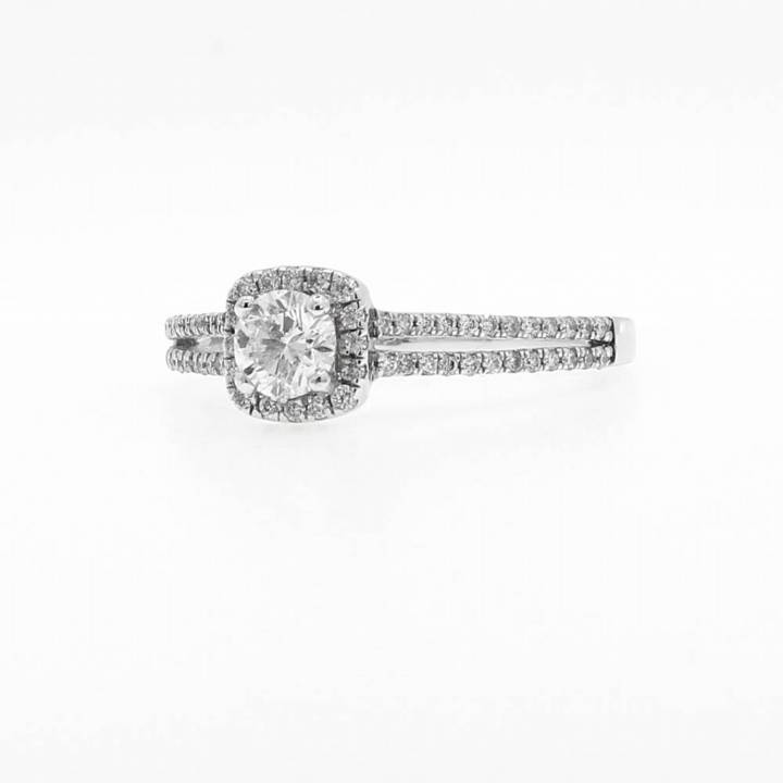 18ct White Gold Diamond Solitaire Halo Ring Total 0.50ct 0521699