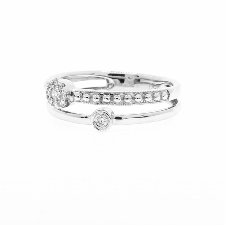 18ct White Gold Diamond 2 Row Band Ring 0.20ct Total