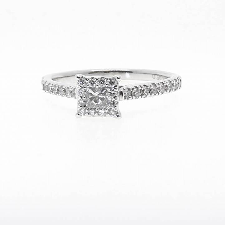 18ct White Gold Diamond Square Cluster Ring Total 0.50ct 0526252